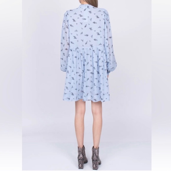 Ganni Georgette Printed Keyhole Longsleeve Dress - sz 6 - Picture 3 of 13
